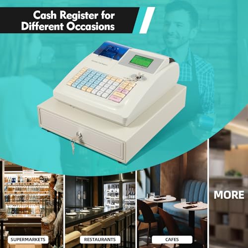 Professional Cash Register,Electronic Cash Register with Cash and Coin Drawer