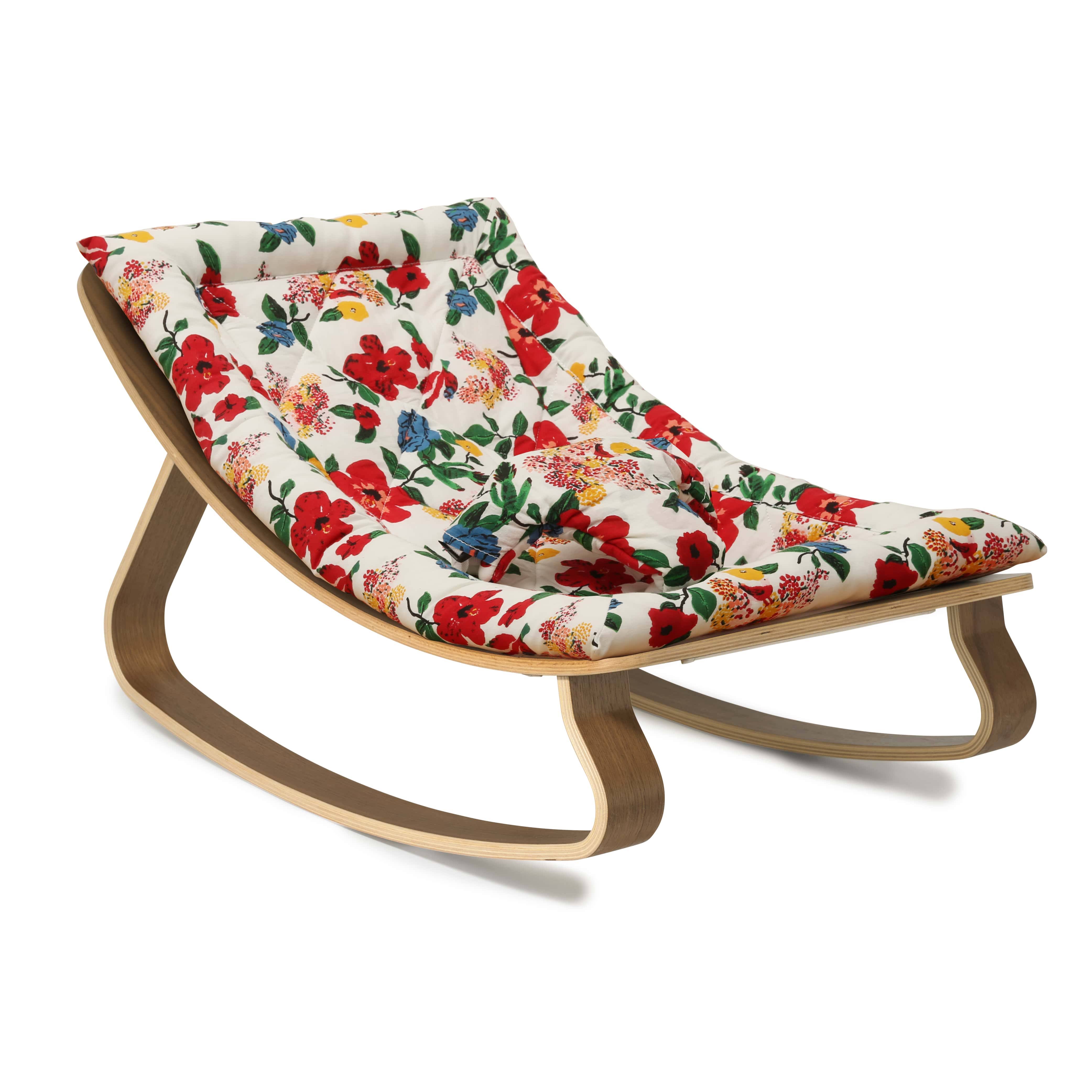 Charlie Crane Levo Baby Rocker in Walnut, Lucas DU Tertre Hibiscus