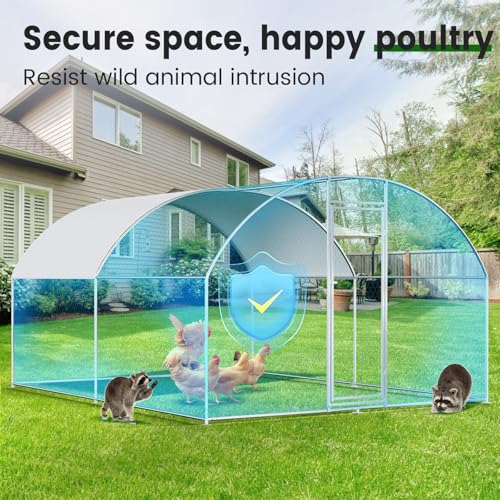 Chicken Coop Large Metal Chicken Run for 6/10 Chickens Poultry Cage with Waterproof Cover for Duck Walk-in Chicken Pen for Yard