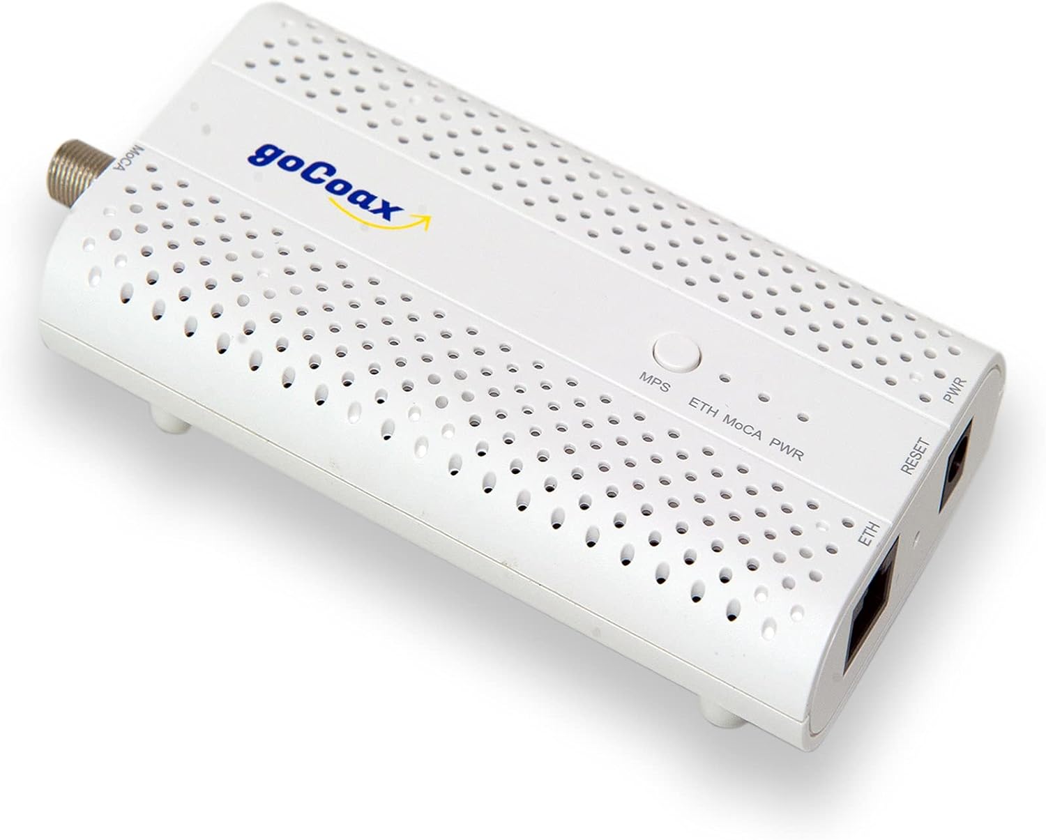 goCoax MoCA 2.5 Adapter with 2.5GbE Ethernet Port. MoCA 2.5. 1x 2.5GbE Port. Provide 2.5Gbps Bandwidth with existing coaxial Cables. White(Single