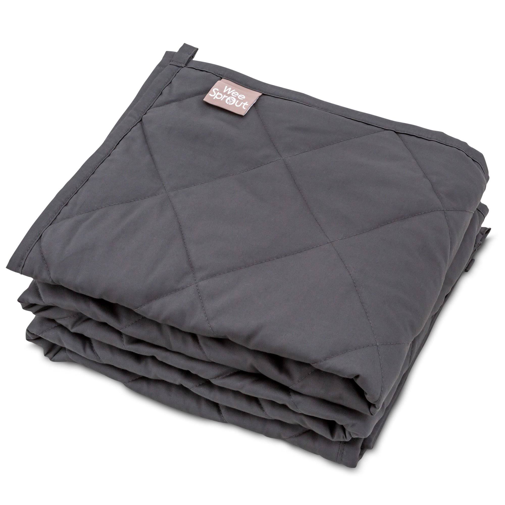 WeeSprout Weighted Blanket for Kids (7 lbs) | 100% Organic Cotton | Breathable | Quilted Pockets | Glass Beads | for Kids, Gray