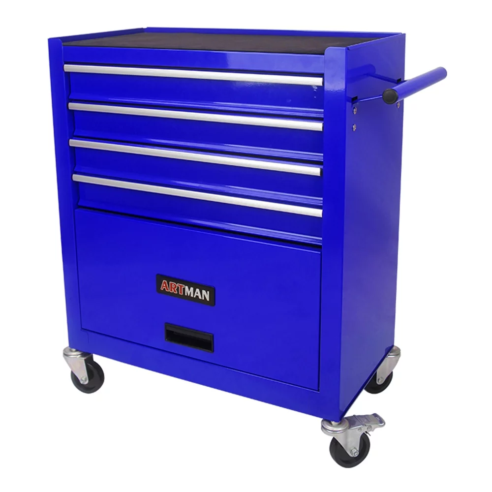 4 Drawers Rolling Tool Chest Cabinet with Wheels, Tool Storage Cabinet and Tool Box Organizer for Garage Warehouse Workshop, Blue