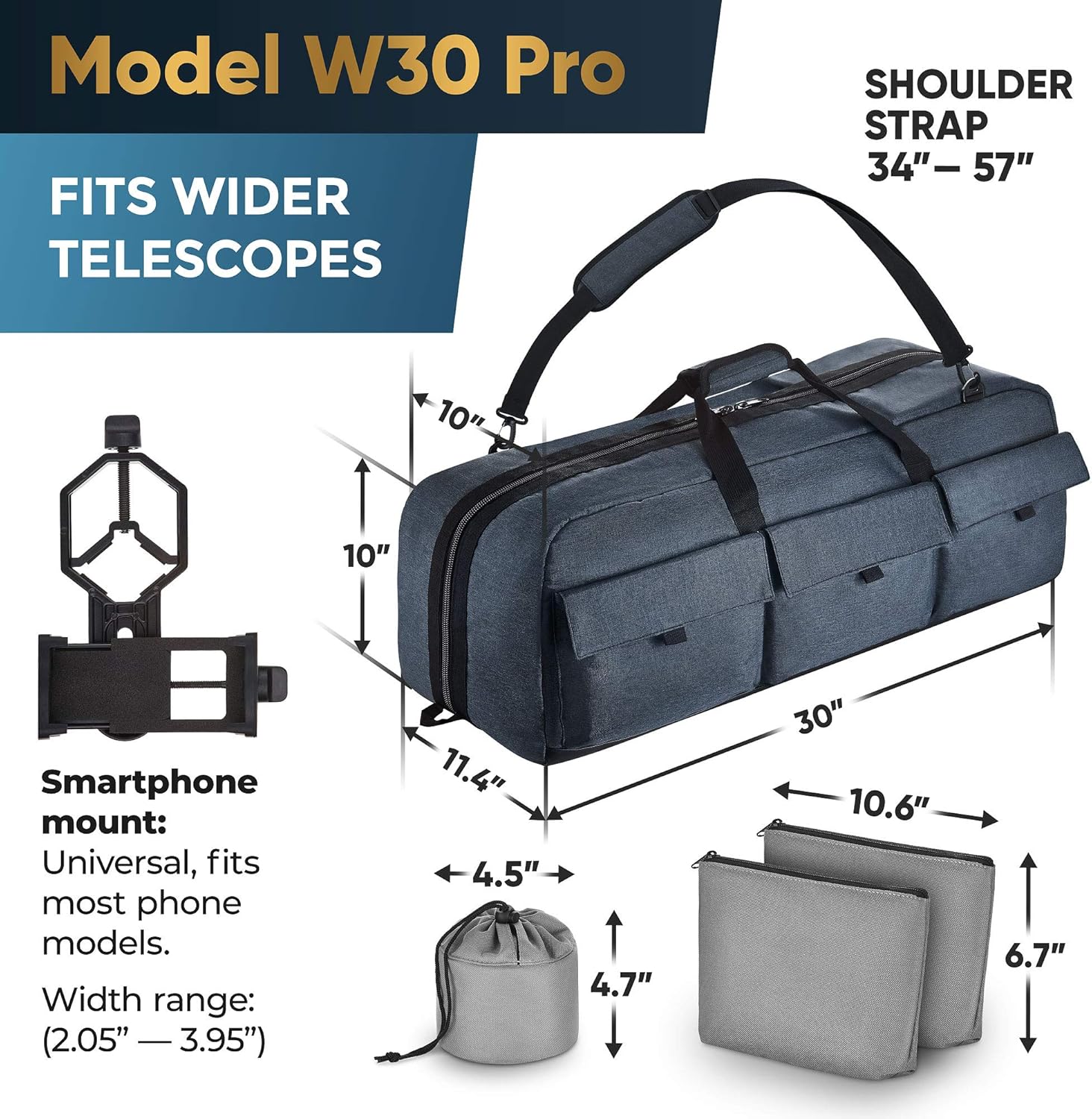 Multipurpose Telescope Bag – Shock-Absorbent Telescope Carrying Case with Adjustable Shoulder Strap and Extra Storage – Military-Grade