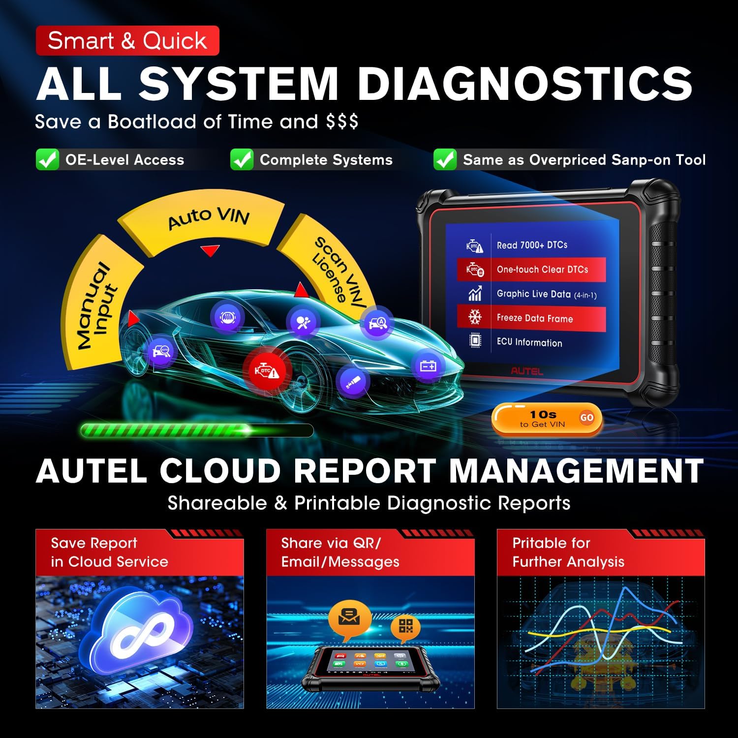 Autel Scanner MaxiCOM MK900-BT, 2024 OS 11 MK900BT Fully Functional Bidirectional Scan Tool, Up of MK900 MX900 MK808BT PRO MK808S MX808S MK808Z