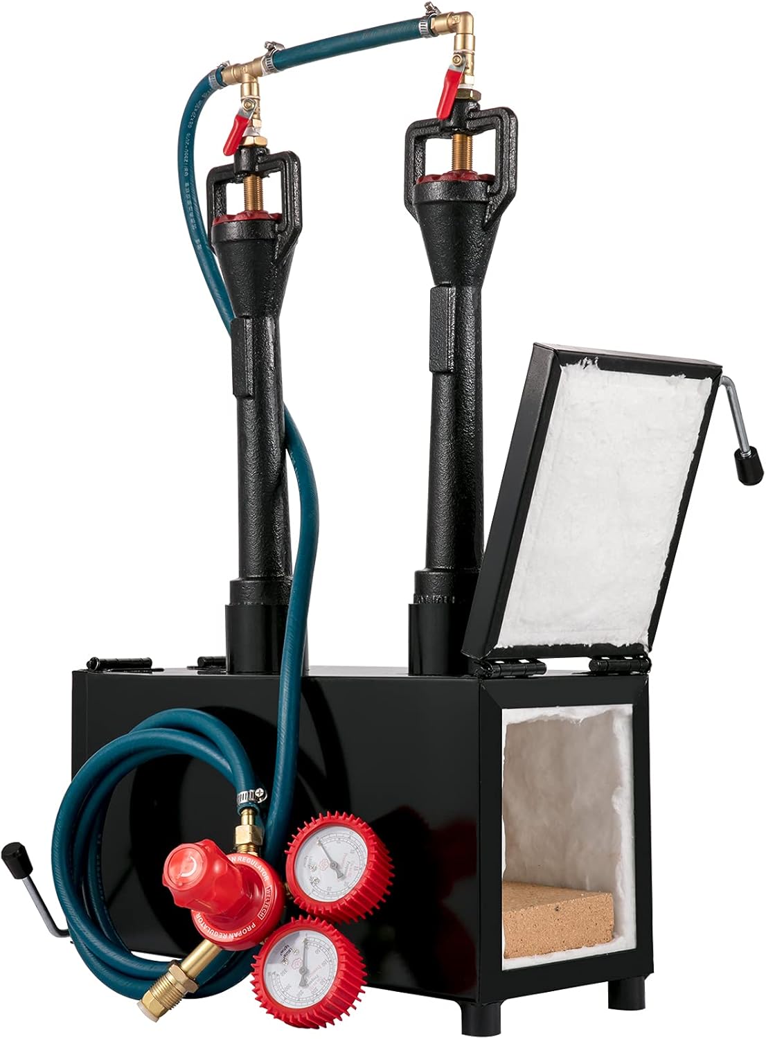 VEVOR Propane Knife Forge, Blacksmithing Forge with Dual Burners, Portable Propane Forge with Two Durable Doors, Large Capacity Farrier Forge