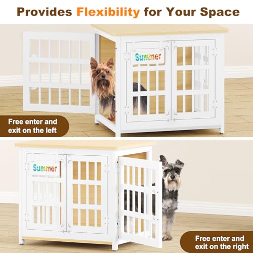 EasyCom 48"/42"/33" Dog Crate Furniture with Name Tag, Heavy Duty Dog Kennel Indoor for Large Dogs