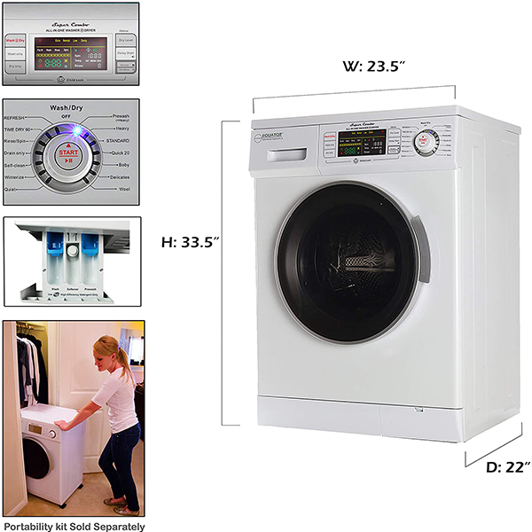 Equator 2020 24&prime;&prime; Combo Washer Dryer White Winterize+Quiet