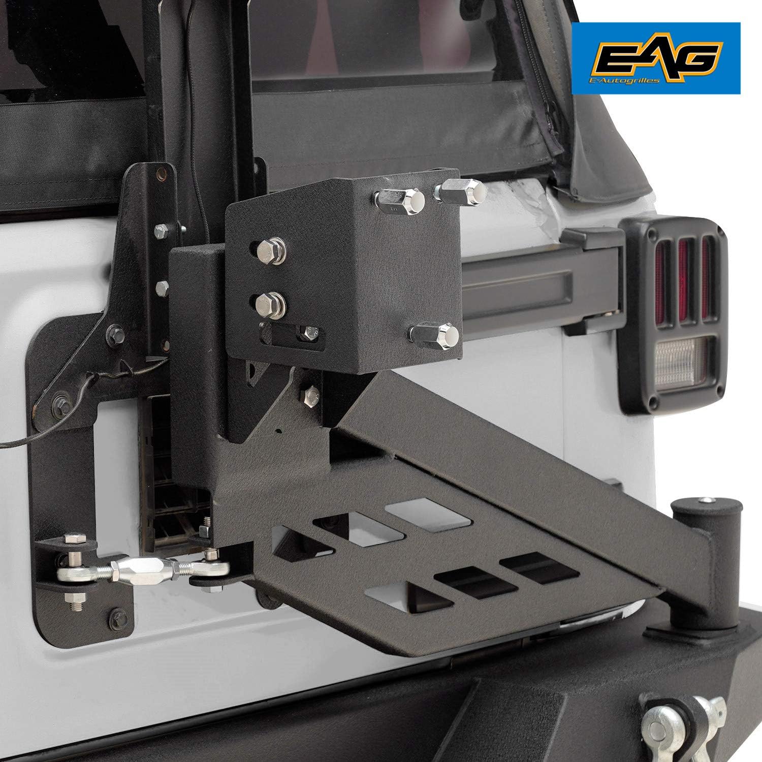 EAG Rear Bumper with Tire Carrier Linkage 2 Hitch Receiver Offroad Fit for 2007-2018 Wrangler JK
