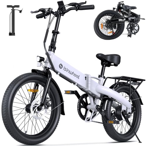 isinwheel U1 Electric Bike, 500W Motor, 20 mph, Folding Ebike, 14"/16"/20" Adults Electric Bicycles, 280.8Wh Battery, 25 Miles PAS Range, Black