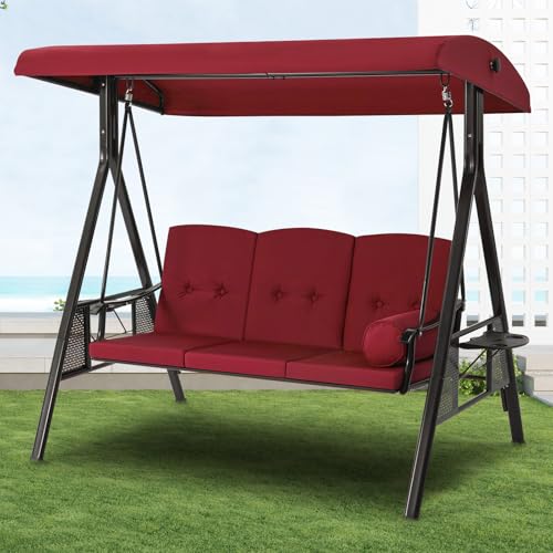 U-MAX Porch Swing Chair with Adjustable Backrest&Canopy
