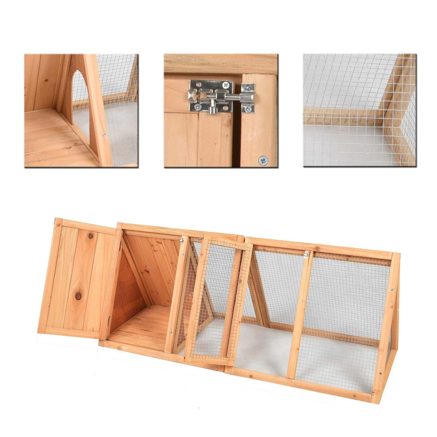 Rabbit Hutch Wooden Bunny Cage A-Frame Chicken Coop for Small Animals - Pet Supplies online store