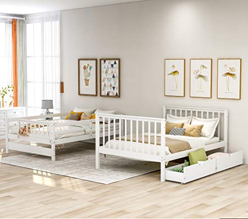 Harper & Bright Designs Stairway Twin Over Twin/Full Bunk Bed with Twin Size Trundle and Drawers