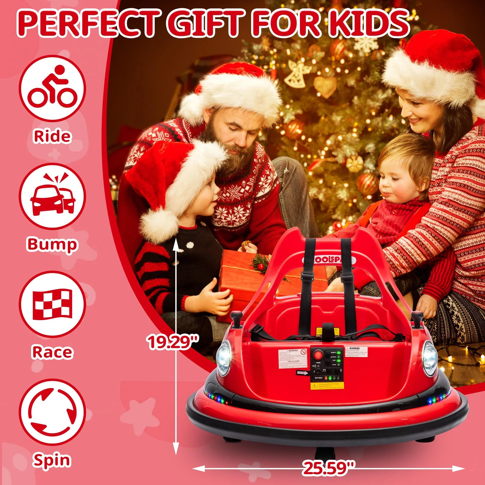 iRerts 12V Bumper Cars for Kids, Bumper Car Ride on with Remote Control, Battery Powered Kids Ride on Toys for 2-5 Year Old Boys Girls