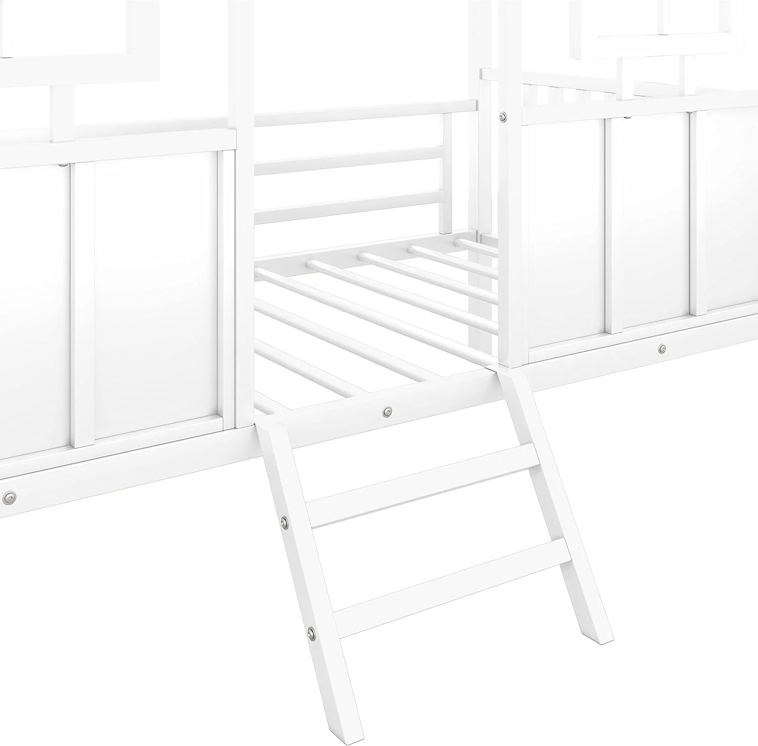 Size Low Loft Bed For Kids, Metal House Bed Frame With Roof And Two Front Windows