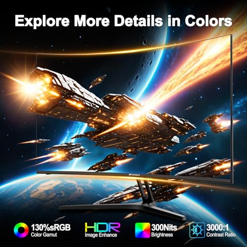SANSUI 32 Inch Curved 240Hz Gaming Monitor High Refresh Rate, FHD 1080P Gaming PC Monitor HDMI DP1.4, Curved 1500R, 1Ms MPRT, HDR,Metal Stand