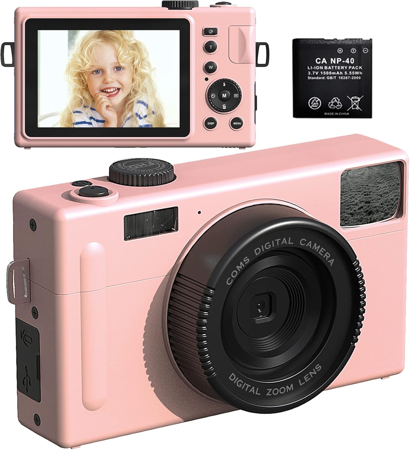 Digital Camera Vlogging Camera 24MP Full HD 1080P Digital Camera with 3 Inch IPS Screen Camera 4X Digital Zoom Vlog Camera for YouTube with 1500mAh