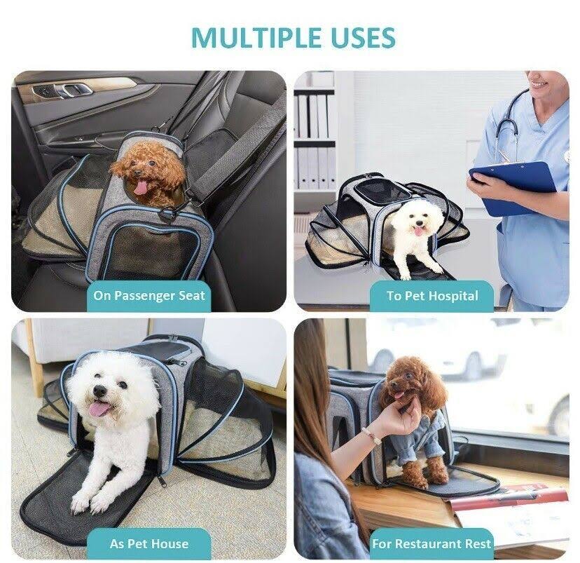 Omorc Pet Carrier Airline Approved, Expandable Foldable Soft-Sided Dog Carrier, 3 Open Doors, 2 Reflective Tapes, Pet Travel