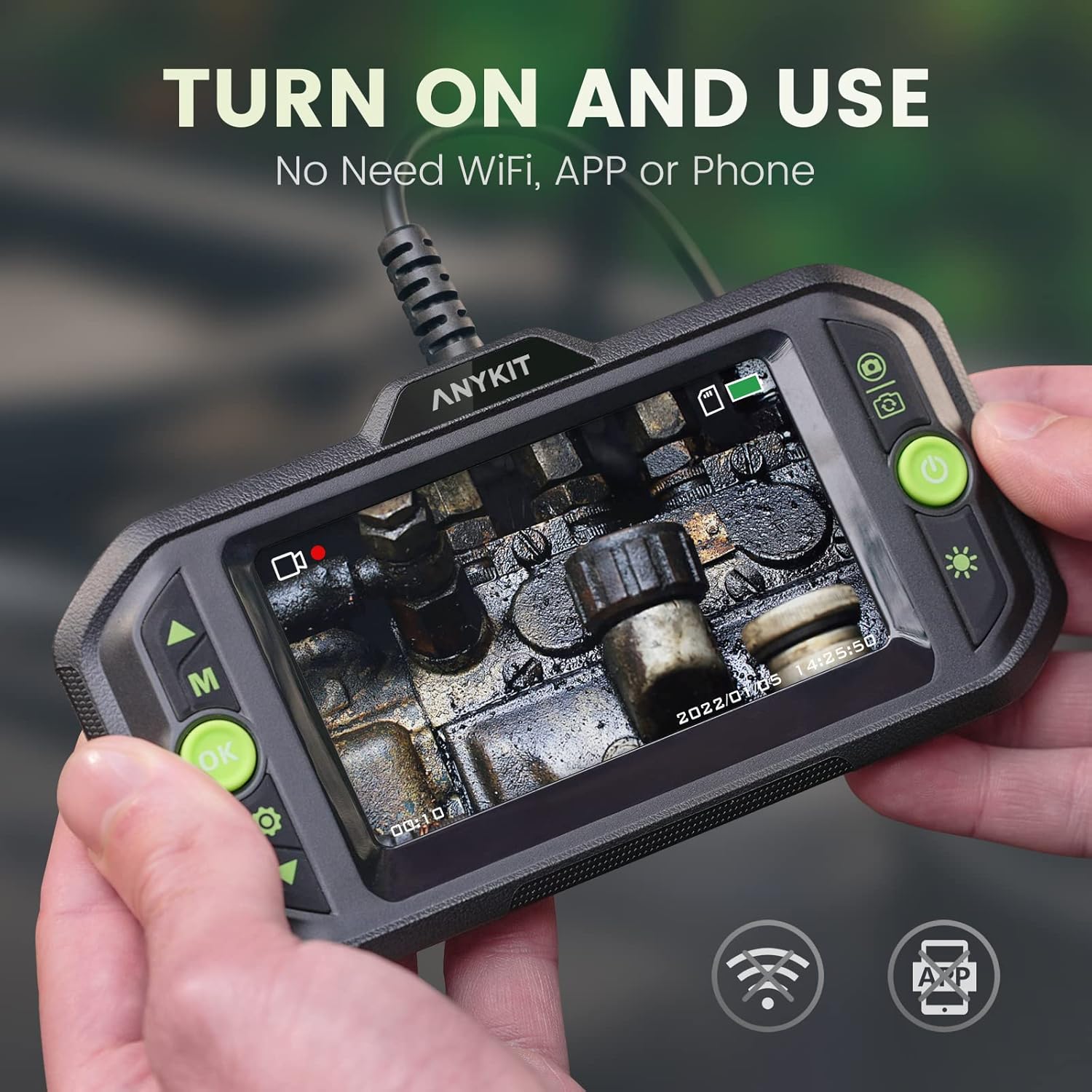 Triple Lens Endoscope, Anykit 1080P Borescope Inspection Camera with 6 LED Lights, Waterproof Snake Camera with 4.3 Inch Screen