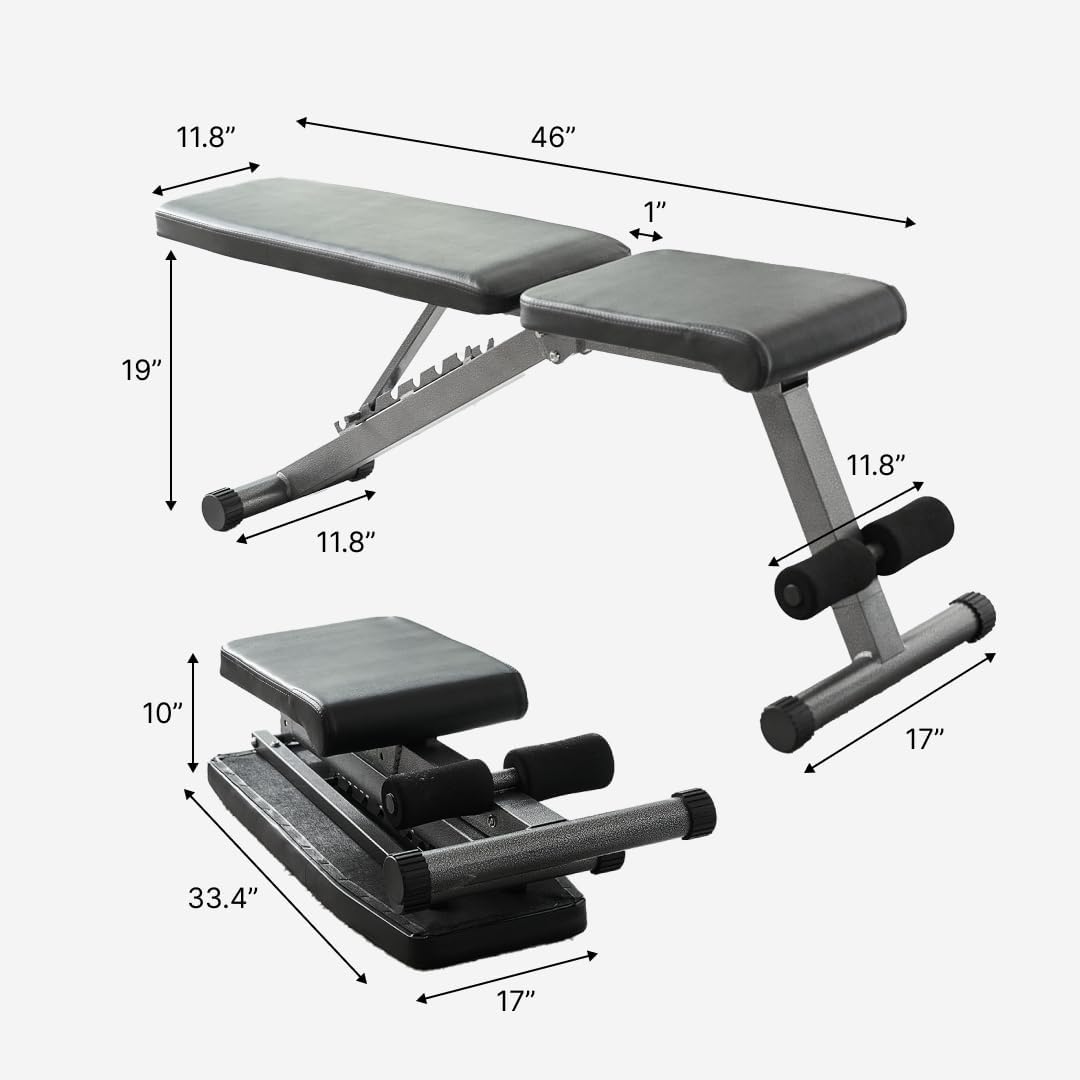 Finer Form 5-in-1 Weight Bench, Adjustable & Foldable for Bench Press