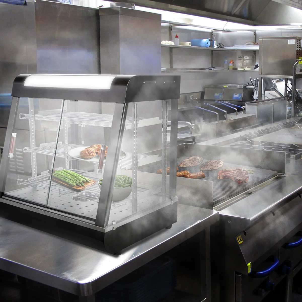 27" Commercial Food Heating Display Warmer Cabinet Show Case Food Warm Countertop Pizza