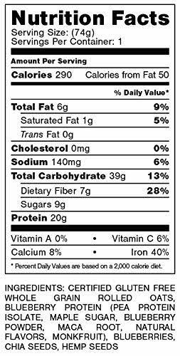 Oats Overnight Plant Based - Blueberry Cobbler - Premium High-Protein, Low-Sugar, Gluten-Free (2.6oz per Pack)