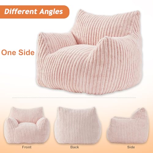 Giant Bean Bag Chairs for Adults with Filling Plush Fluffy Bean Bag Chairs for Teens with Armrests Comfy BeanBag Lazy Couch Sofa Chair for Bedroom