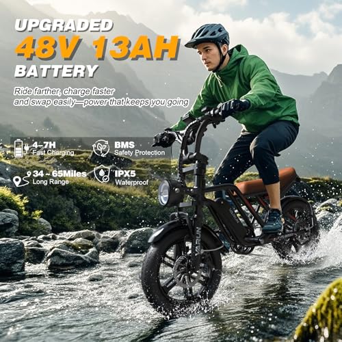VARUN Electric Bike Peak 750W - 65+ Miles Long Range Electric Bike for Adults - Reaches 25MPH, 48V 13Ah Battery, Full Suspension