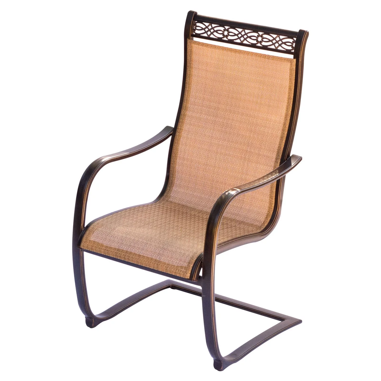 Hanover Outdoor Monaco 7-Piece Tile-Top Dining Set with Sling Stationary Chairs and Umbrella with Stand, Cedar