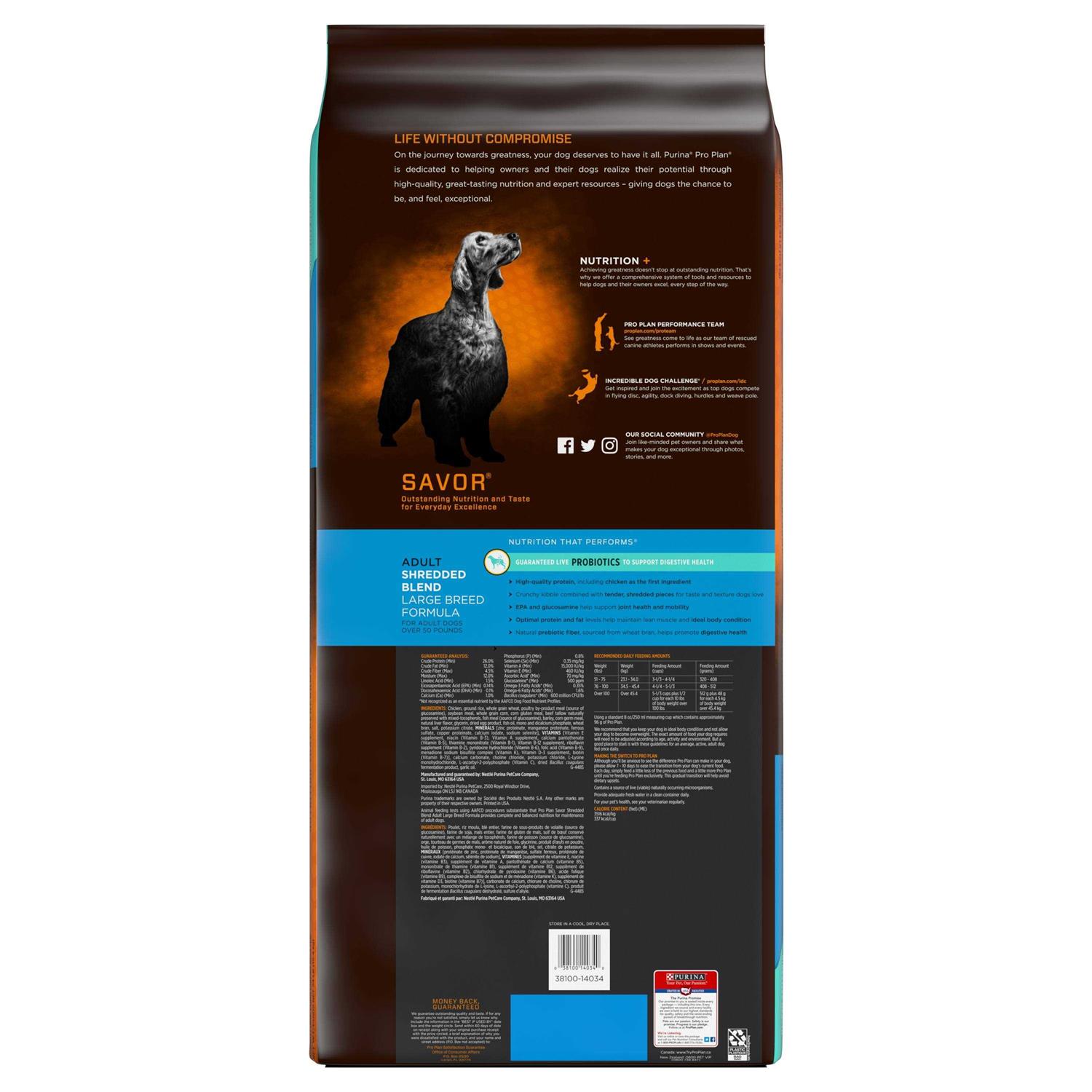 Purina Pro Plan Adult Shredded Blend Large Breed Formula Dry Dog Food - Pet Supplies online store