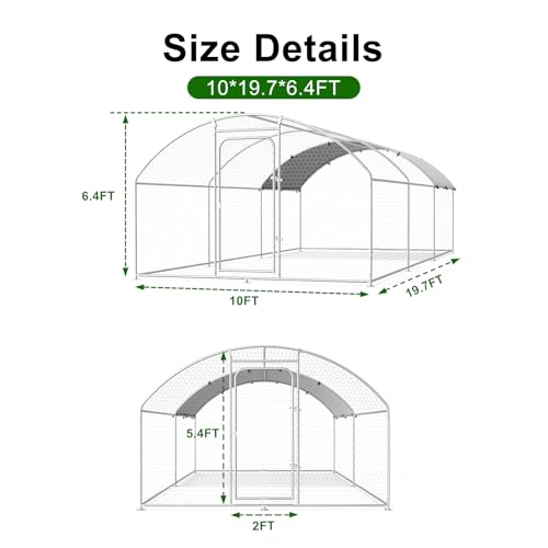 Chicken Coop Poultry Cage Large Metal Hen Run with Water-Resident Cover for Rabbit Duck House Outdoor Walk-in Chicken Pen for Yard