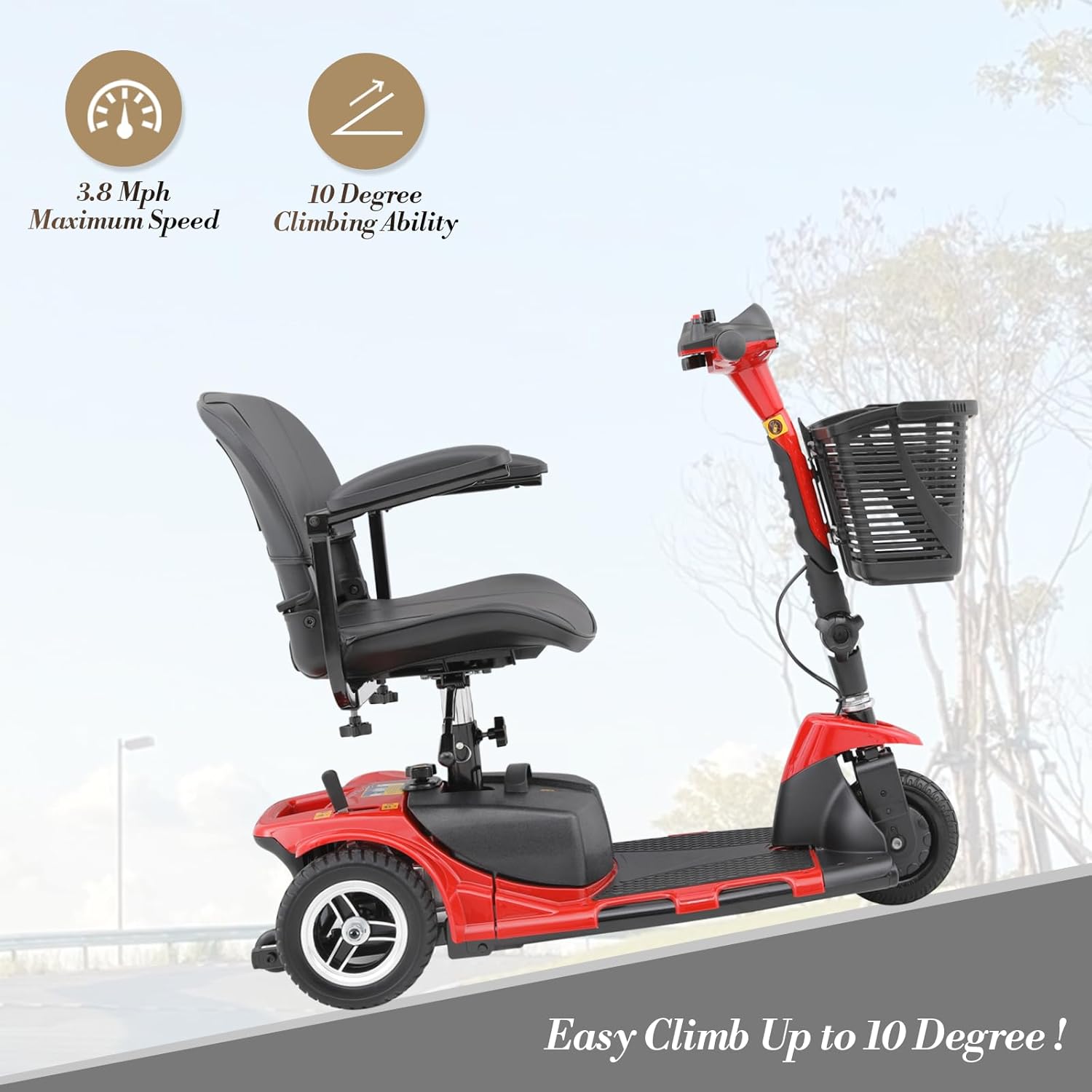 Athena Collection 3 Wheel Mobility Scooter Electric Wheelchair Scooter with Seat for Adults Seniors