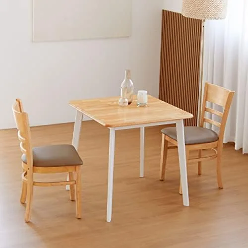 RUNFAYBIU Canberra 47.2" Rectangular Wooden Dining Table/Mid Century Modern Malaysian Oak Kitchen Table (Natural-Oak) Table Only