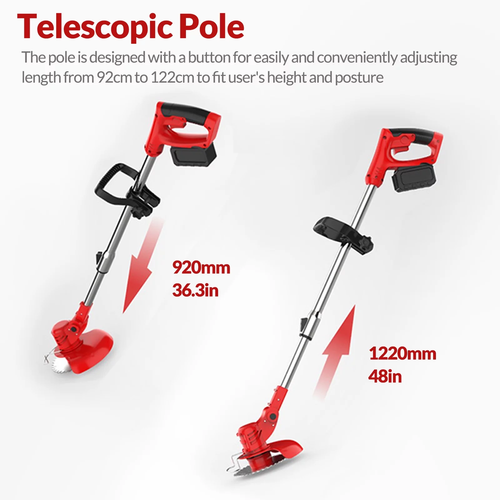 Electric Weed Eater Wacker, Grass Trimmer Weed Lawn Edger Eater, 21V 650W Cordless Grass String Trimmer Cutter, Weed Wacker with 2 Battery