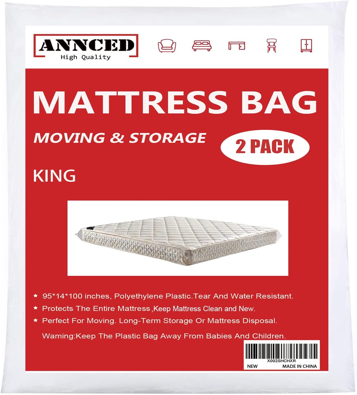 1 Packs Mattress Bag for Moving & Long-Term Storage Protection Cover