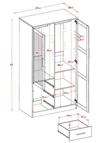 【Furniture】100% Solid Wood Wardrobe with Mirror, Java