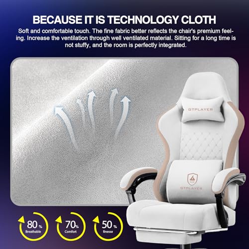 GTPLAYER Gaming Chair, Computer Office Chair with Pocket Spring Cushion, Linkage Armrests and Footrest
