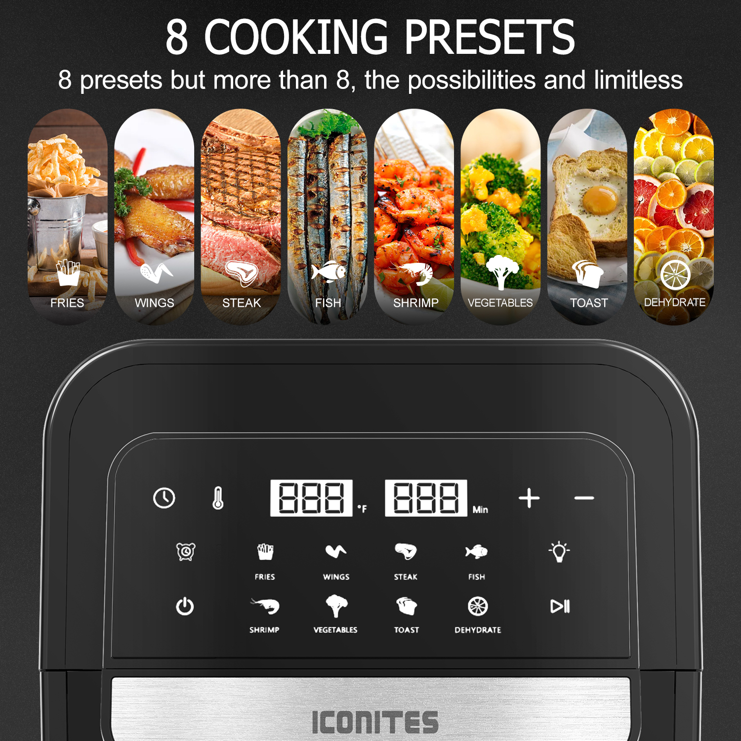 8-in-1 6.5 Quart Air Fryer Oven with Digital Touch-Screen, Air Fryers Toaster Oven Combo, ETL Certified