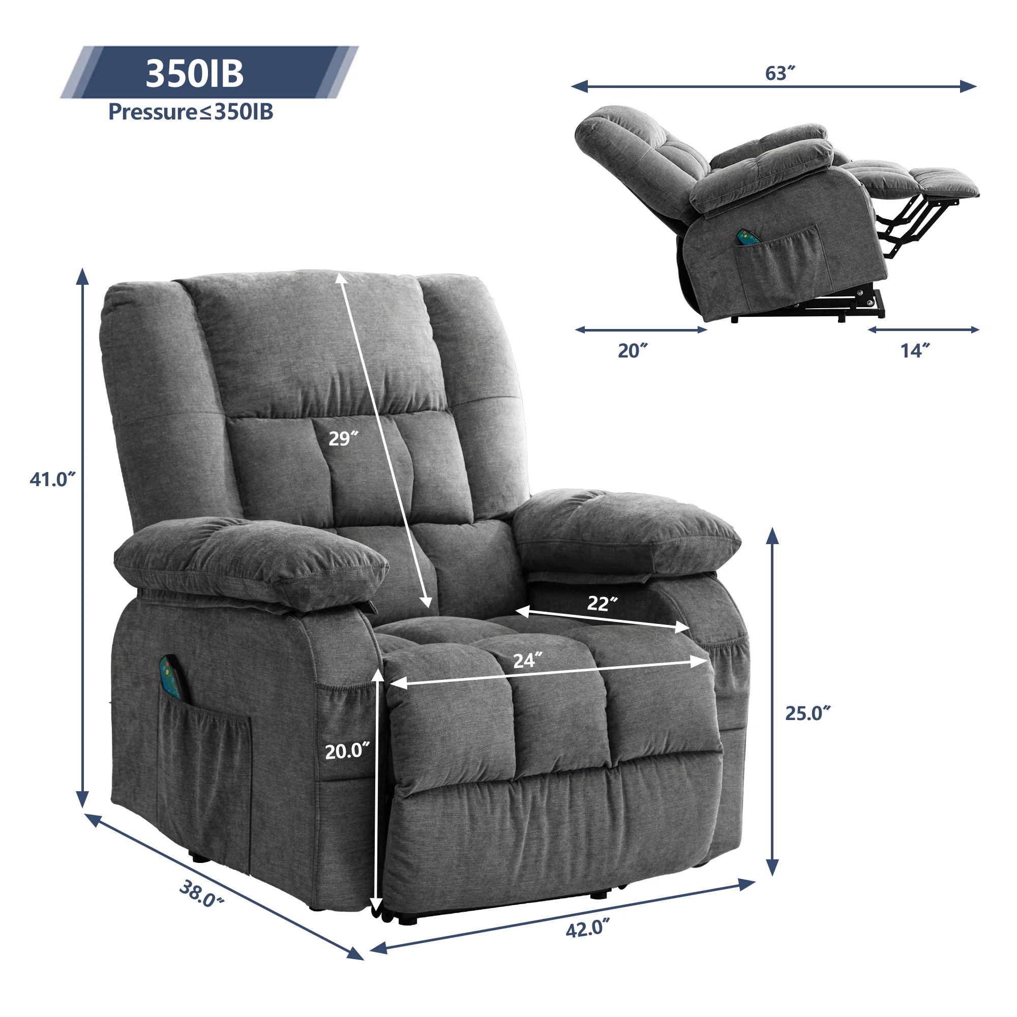 JONPONY Power Lift Recliner Chair Recliners for Elderly with Heat and Massage Recliner Chair for Living Room with Infinite Position and Side Pocket