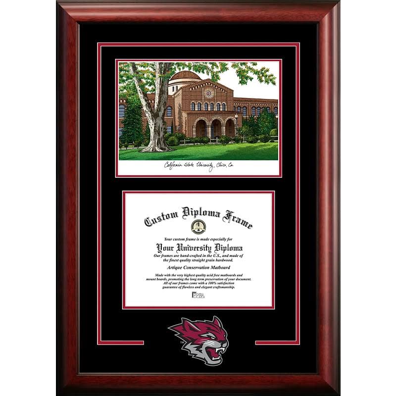 California State University, Chico 8.5x22 x 11x22 Spirit Graduate Diploma Frame with Campus Images Lithograph
