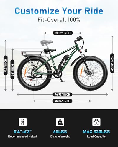 EB26 Electric Bike for Adults Peak 1500W Electric Bicycle 48V 15AH (720WH) Battery Electric Bike 26" Fat Tire Mountain 28mph 7 Speed Gears Ebike