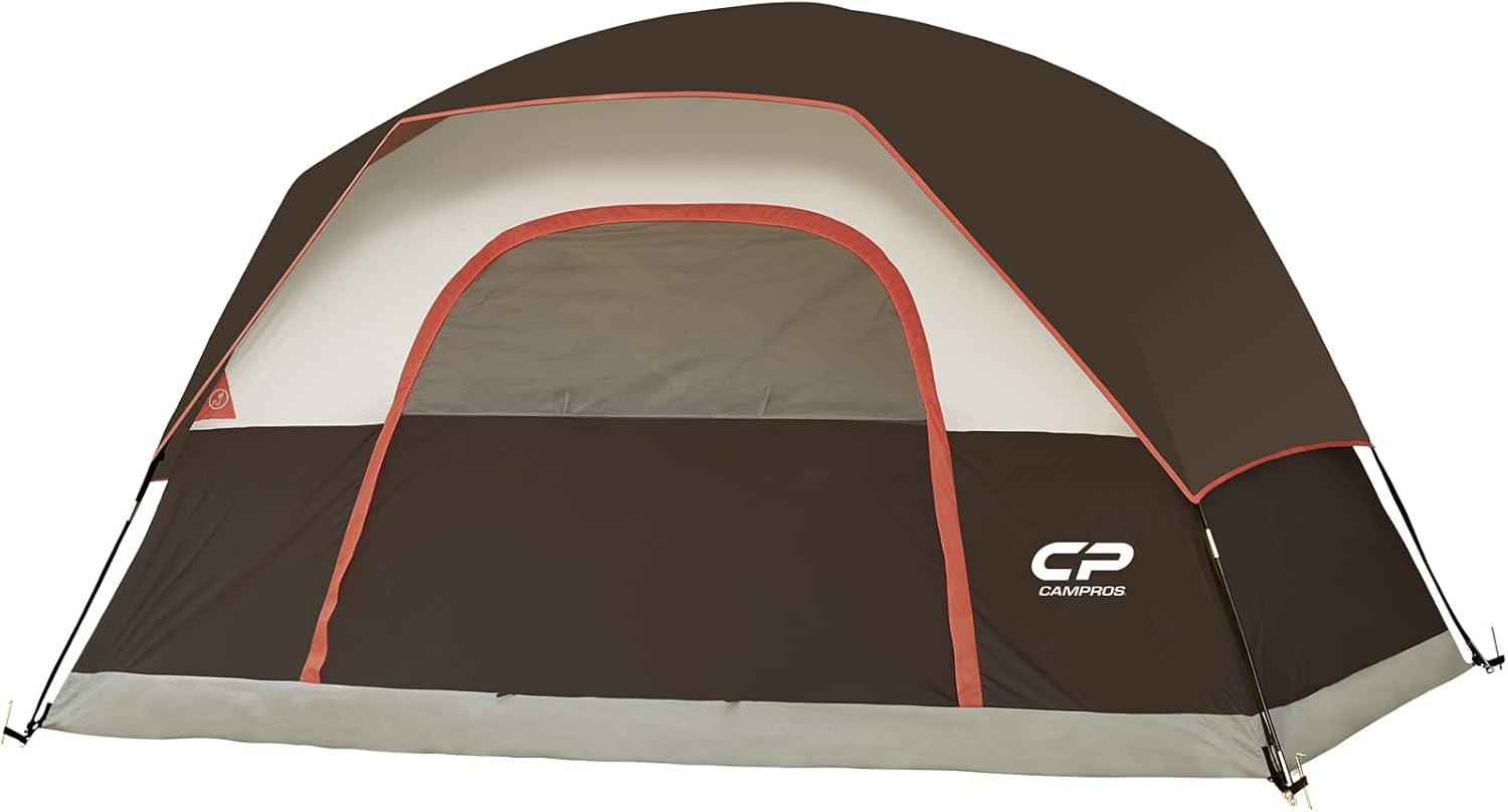 CAMPROS CP Tent 4/6 Person Camping Tents, Waterproof Windproof Family Dome Tent with Rainfly, Large Mesh Windows, Wider Door, Easy Setup