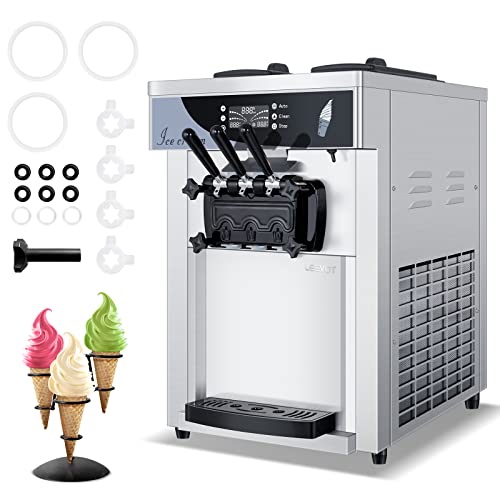 Commercial Ice Cream Maker, 1800W 3 Flavors Soft Serve Ice Cream Machine