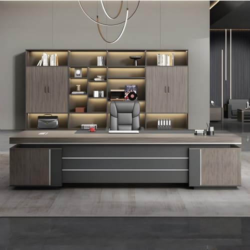 Minimalist L-Shape Executive Desk Computer Desk, Right-hand Return Wooden Executive L Shaped Desk for Home Office