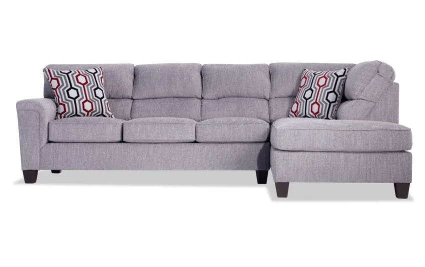 Calvin 2 Piece Concrete Left Arm Facing Sectional Sofa in Gray | Memory Foam | Transitional Sectional Sofas Polyester by Bob&s D
