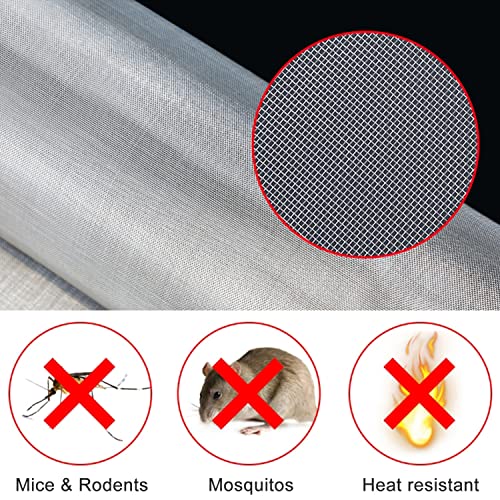 304 Stainless Steel Woven Wire Stainless Steel Woven Wire 100 Mesh Fine Mesh Screen Roll Cabinets Wire Mesh for Vent Filter Kitchen & Garden 0.18mm