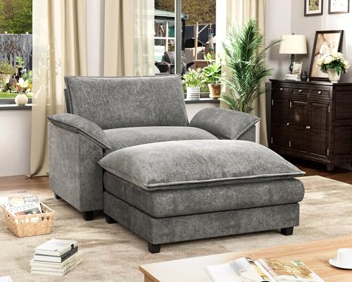 Homall 119" Modular Sectional Sofa, L Shaped Sofa Couch with Reversible Ottoman, DIY Combination Chenille Deep 3-Seat Cloud Couch for Living Room