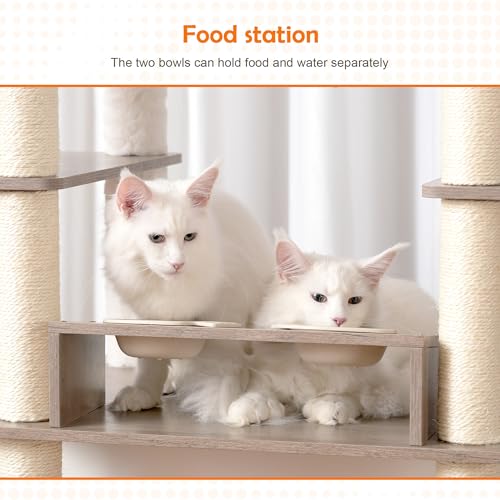 Heybly Cat Tree for Maine Coon with Litter Box Enclosure, 72-inch Wooden Cat Tower for Indoor Cats Large Adult, Big Condo with Food Station, Baskets