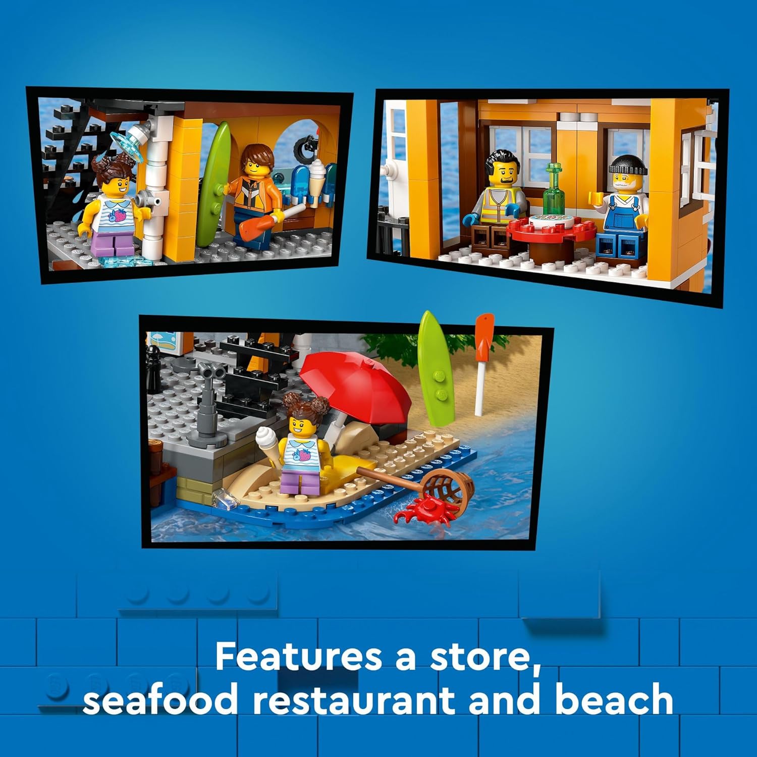 LEGO City Seaside Harbor with Cargo Ship Toy, Model Container Crane and Boat with 8 Minifigures Included