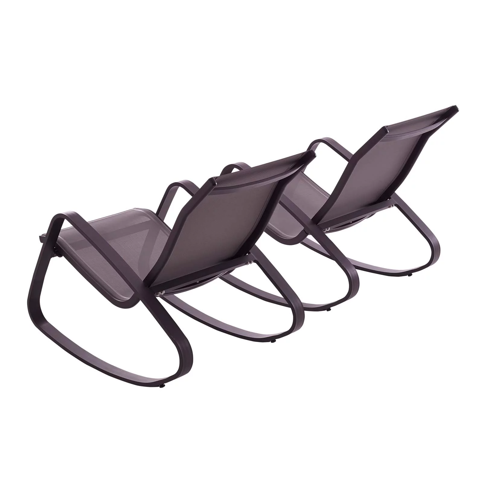 Modern Contemporary Urban Design Outdoor Patio Balcony Garden Furniture Lounge Chair Set, Set of Two, Aluminum Metal Steel, Black
