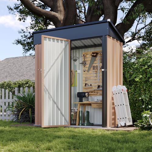 Aoxun 6.2x4 FT Shed Outdoor Storage Shed Metal Garden Shed with Lockable Doors & Slooping Roof Tool Shed Bike Shed for Backyard, Patio